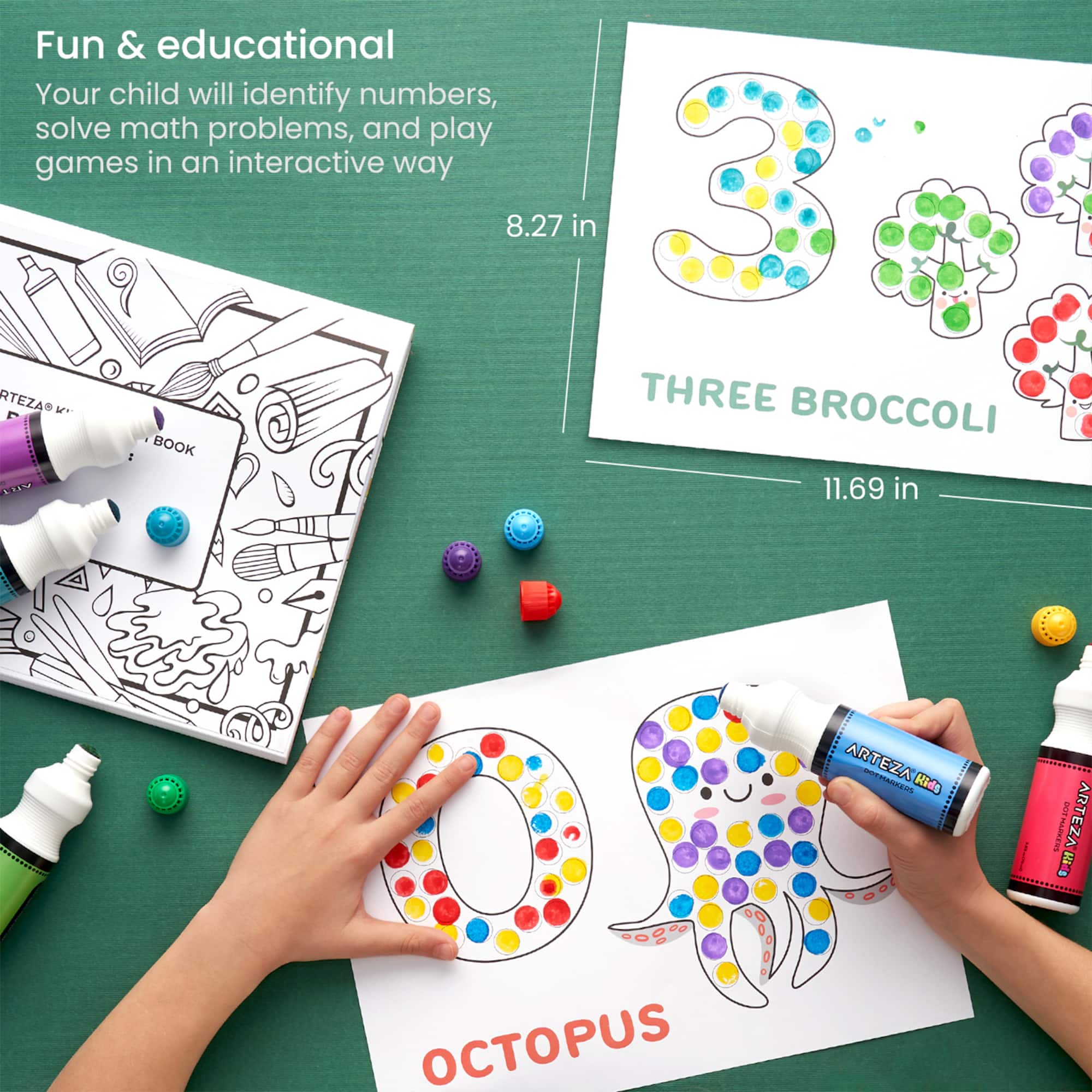 Arteza® Kids Dot Markers 75ml, Alphabet/Numbers/Shapes Book